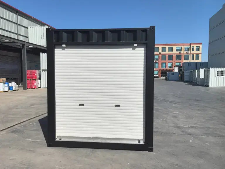 Contenedor marítimo negro de 7 pies de largo de Rhino-Cross-Containers, modelo 2025, con puerta y ventana. 3